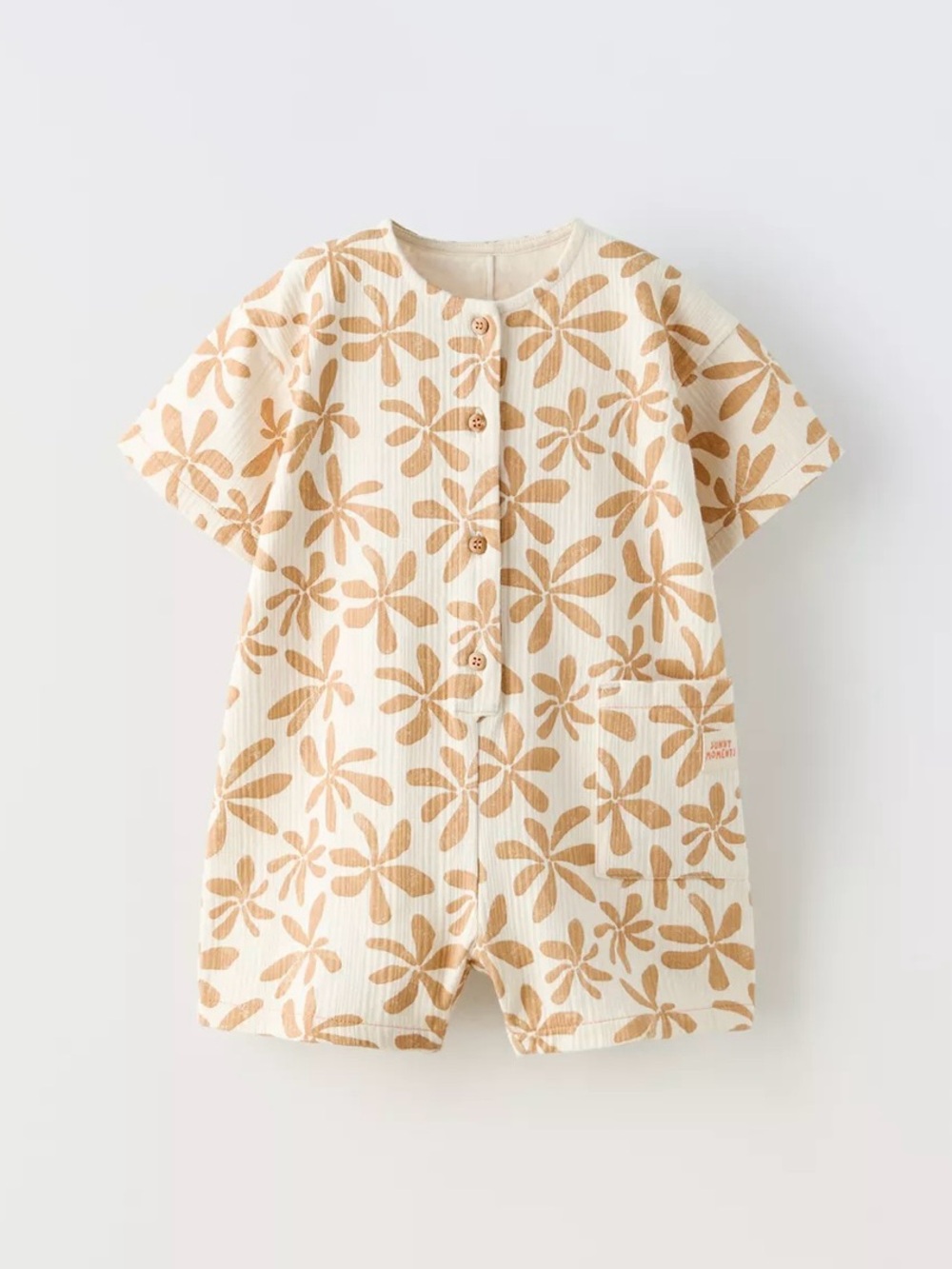 Zara Cream Floral Short-Sleeve Baby Romper